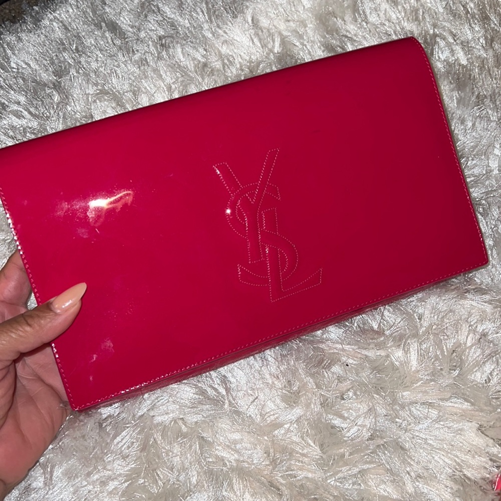 YSL patent leather clutch
